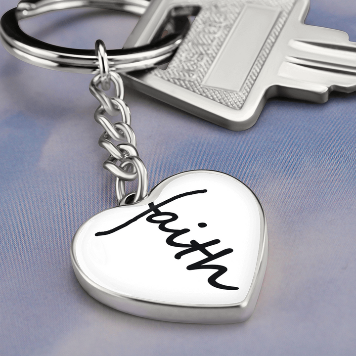 Faith (Black) – Graphic Heart Keychain – Gift for Her - Gift for Him