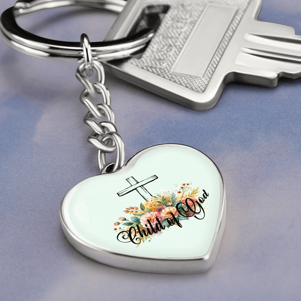 Child Of God - Graphic Heart Keychain - Gift for Her