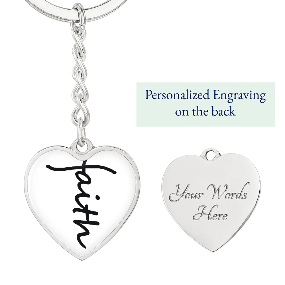 Faith (Black) - Graphic Heart Keychain - Gift for Her - Gift for Him