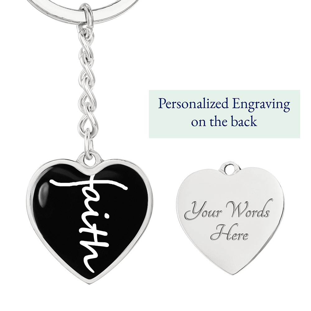 Faith (White) – Graphic Heart Keychain – Gift for Her - Gift for Him