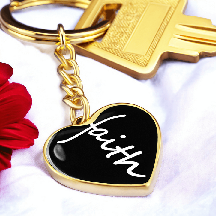 Faith (White) – Graphic Heart Keychain – Gift for Her - Gift for Him