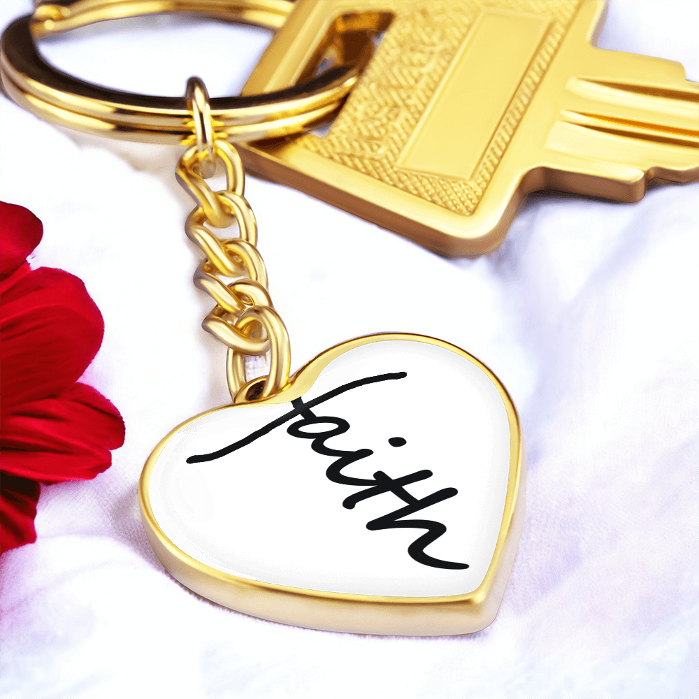 Faith (Black) – Graphic Heart Keychain – Gift for Her - Gift for Him