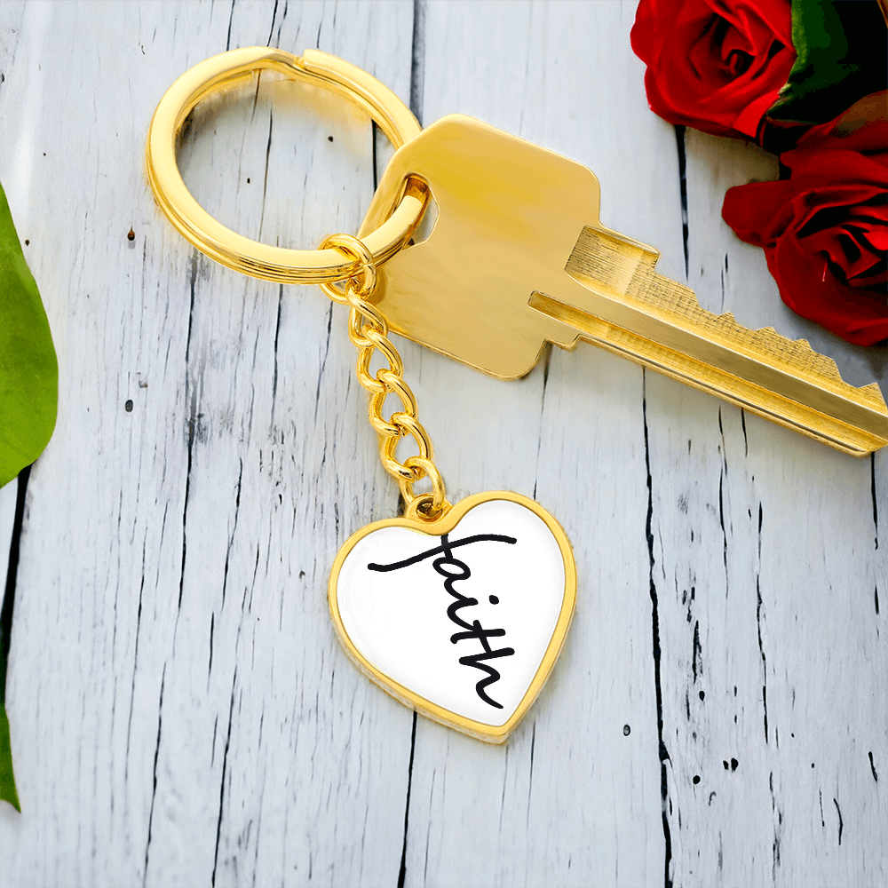 Faith (Black) – Graphic Heart Keychain – Gift for Her - Gift for Him