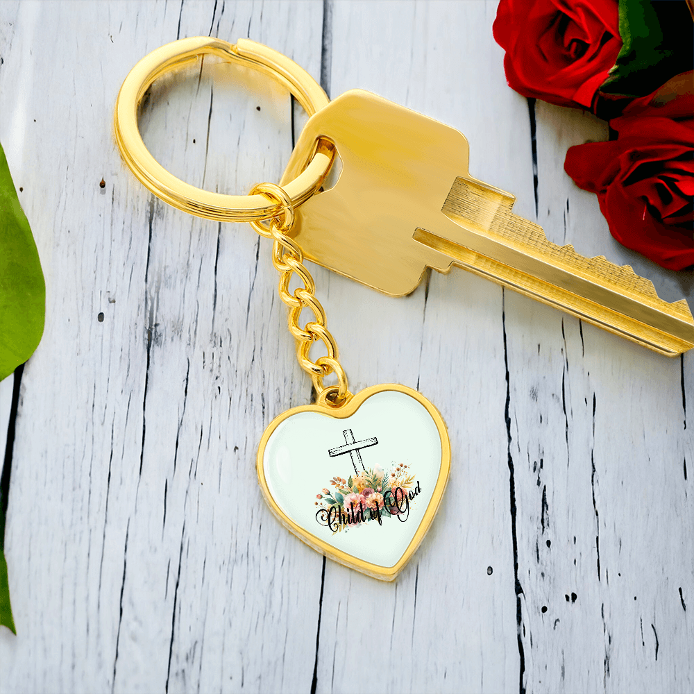 Child Of God - Graphic Heart Keychain - Gift for Her