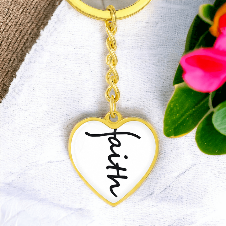 Faith (Black) – Graphic Heart Keychain – Gift for Her - Gift for Him