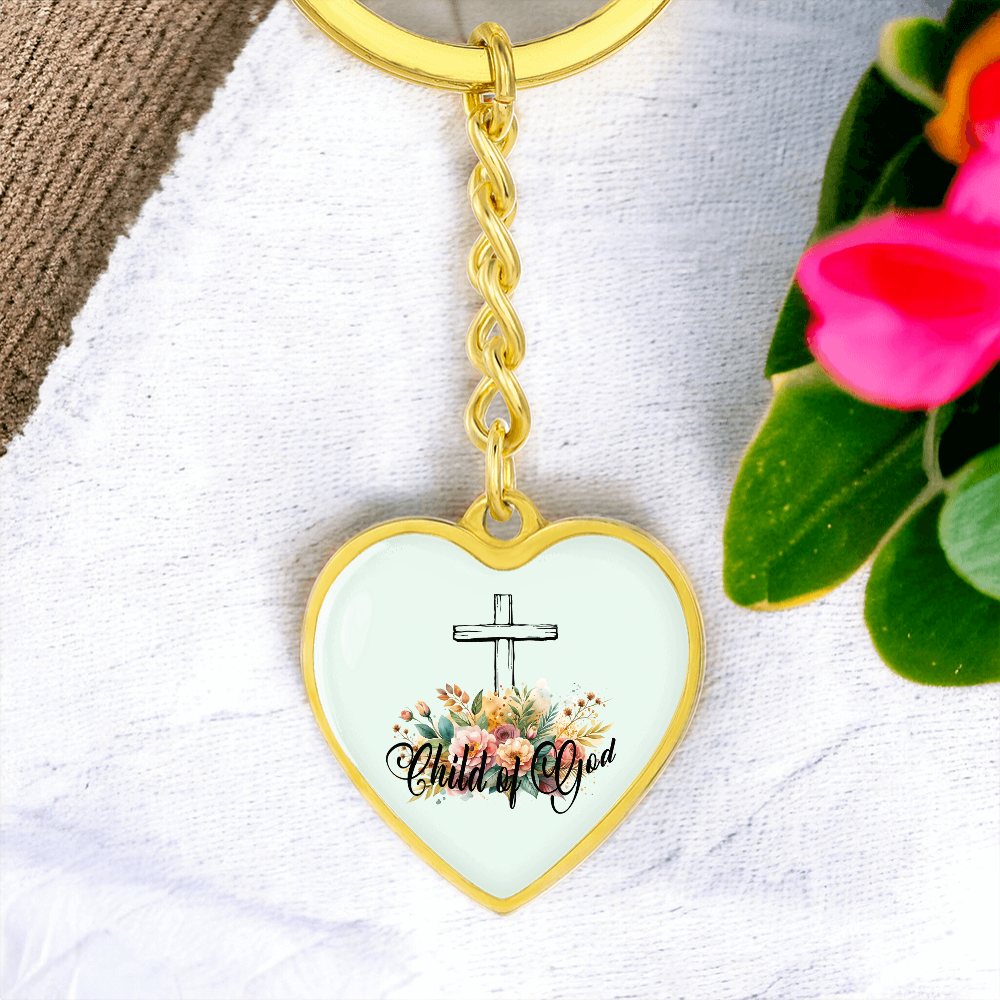 Child Of God - Graphic Heart Keychain - Gift for Her