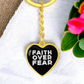 Faith Over Fear (White) - Graphic Heart Keychain - Gift for Her - Gift for Him