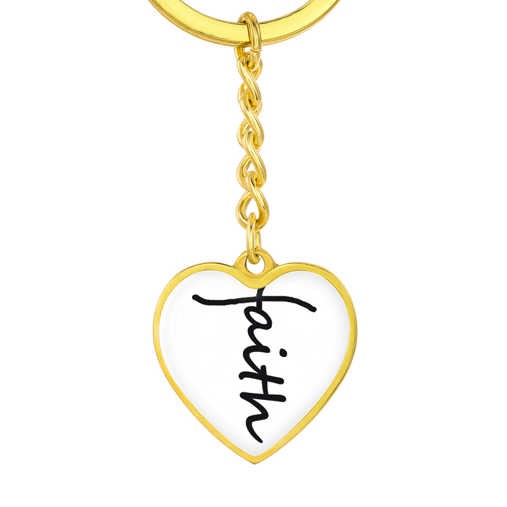 Faith (Black) – Graphic Heart Keychain – Gift for Her - Gift for Him