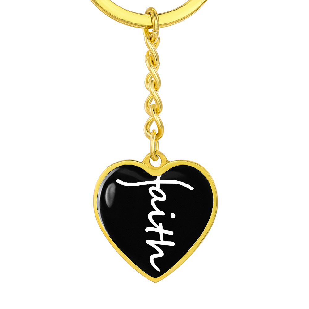 Faith (White) - Graphic Heart Keychain - Gift for Her - Gift for Him