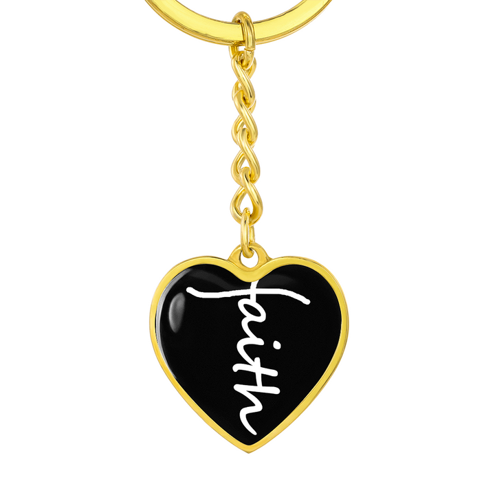 Faith (White) – Graphic Heart Keychain – Gift for Her - Gift for Him