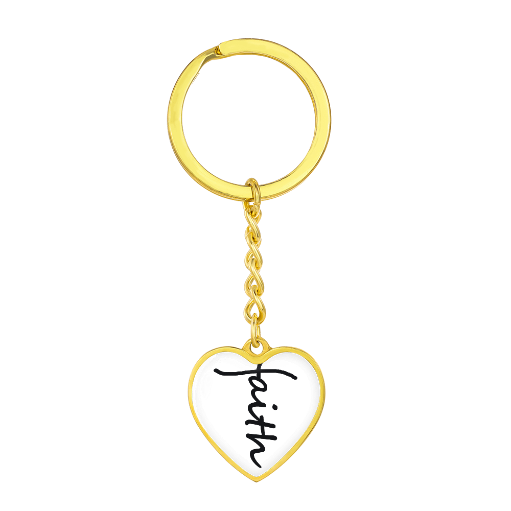 Faith (Black) – Graphic Heart Keychain – Gift for Her - Gift for Him