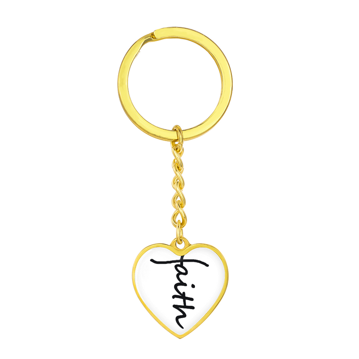 Faith (Black) – Graphic Heart Keychain – Gift for Her - Gift for Him