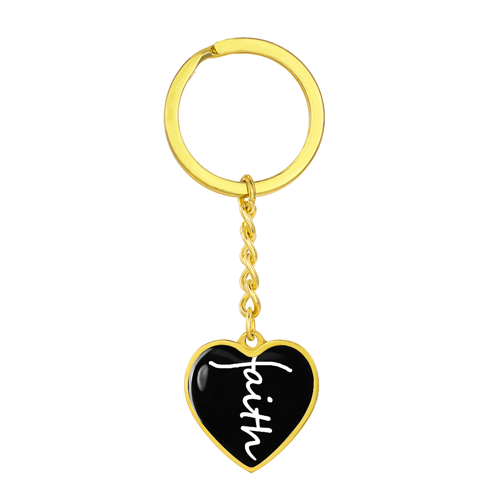 Faith (White) – Graphic Heart Keychain – Gift for Her - Gift for Him