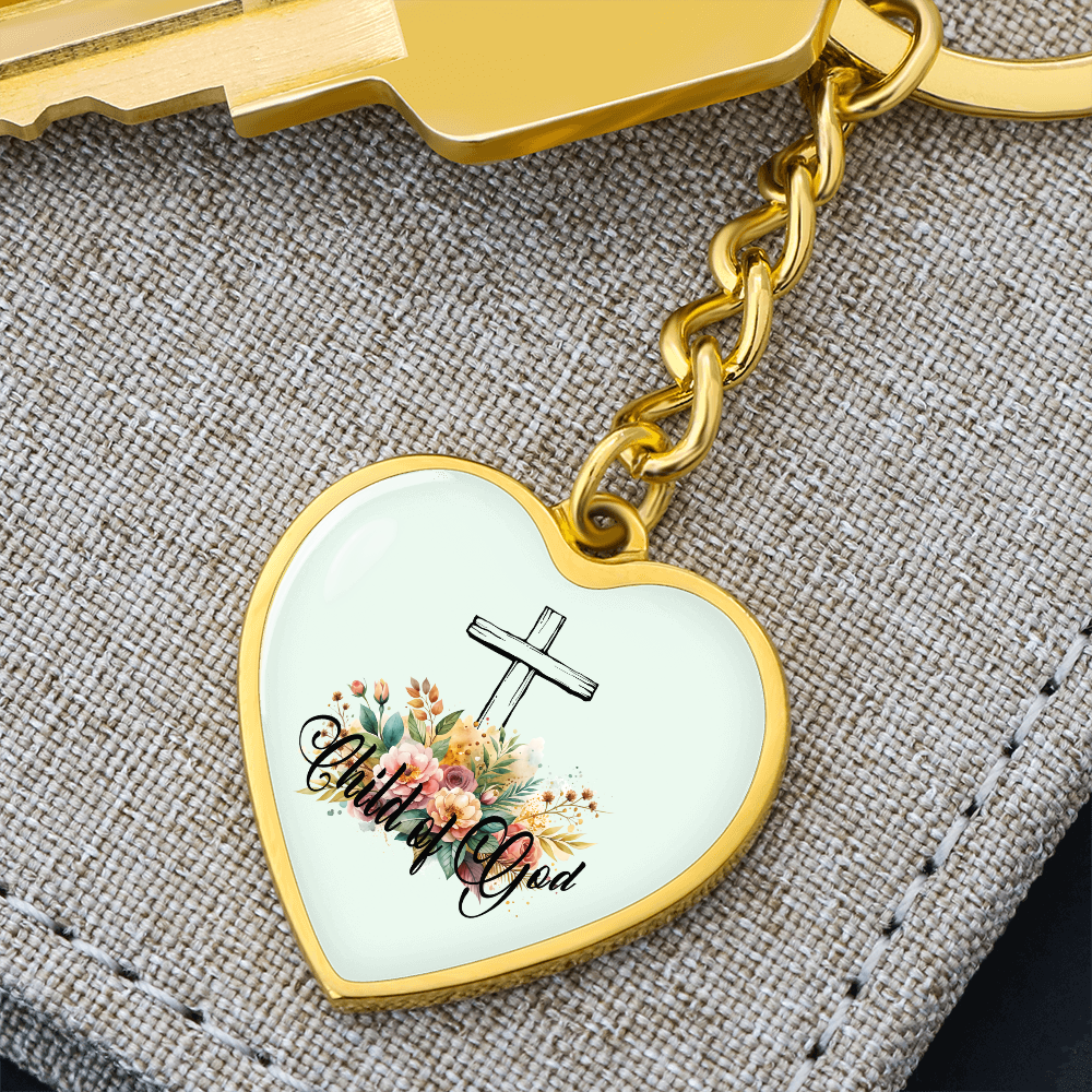 Child Of God - Graphic Heart Keychain - Gift for Her