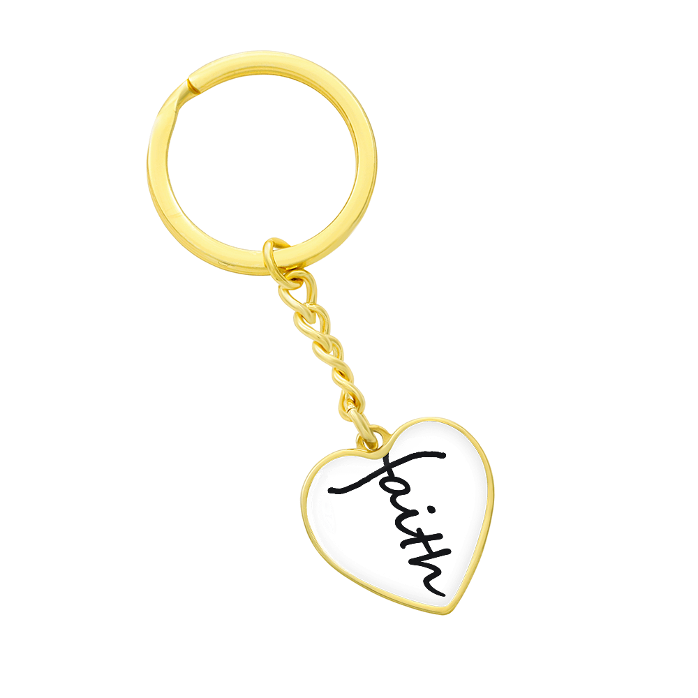 Faith (Black) – Graphic Heart Keychain – Gift for Her - Gift for Him