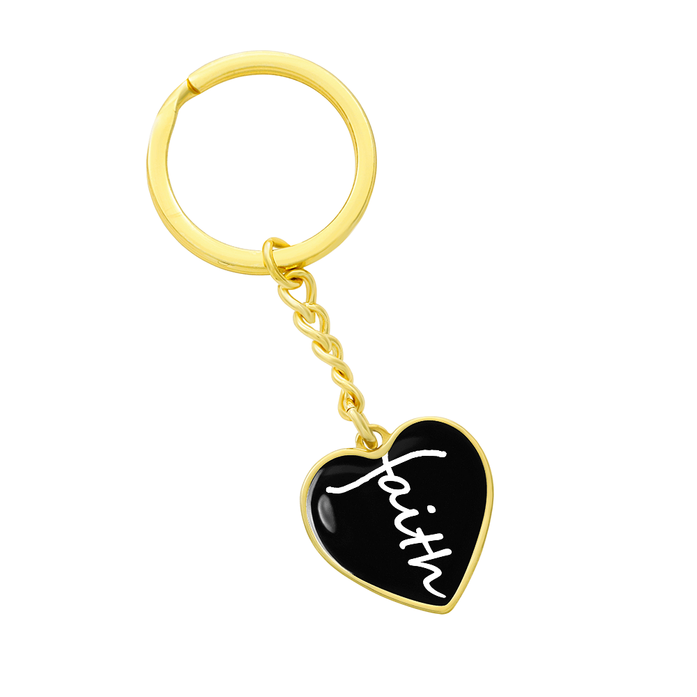 Faith (White) – Graphic Heart Keychain – Gift for Her - Gift for Him