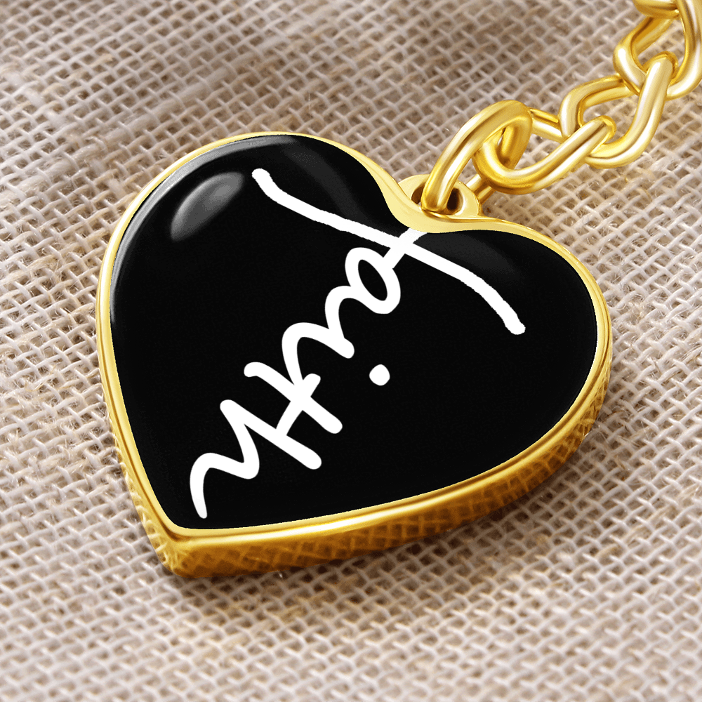 Faith (White) – Graphic Heart Keychain – Gift for Her - Gift for Him