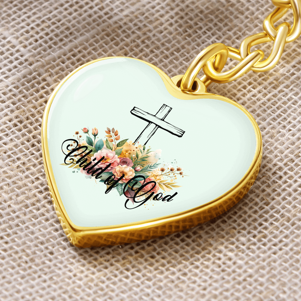 Child Of God - Graphic Heart Keychain - Gift for Her