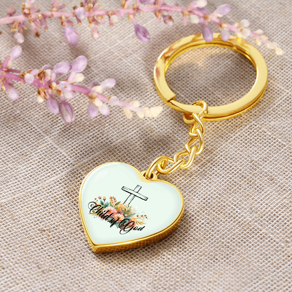 Child Of God - Graphic Heart Keychain - Gift for Her