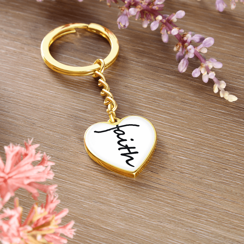 Faith (Black) – Graphic Heart Keychain – Gift for Her - Gift for Him