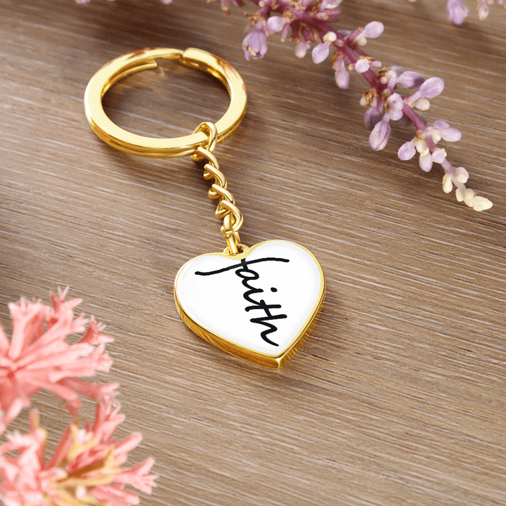 Faith (Black) – Graphic Heart Keychain – Gift for Her - Gift for Him
