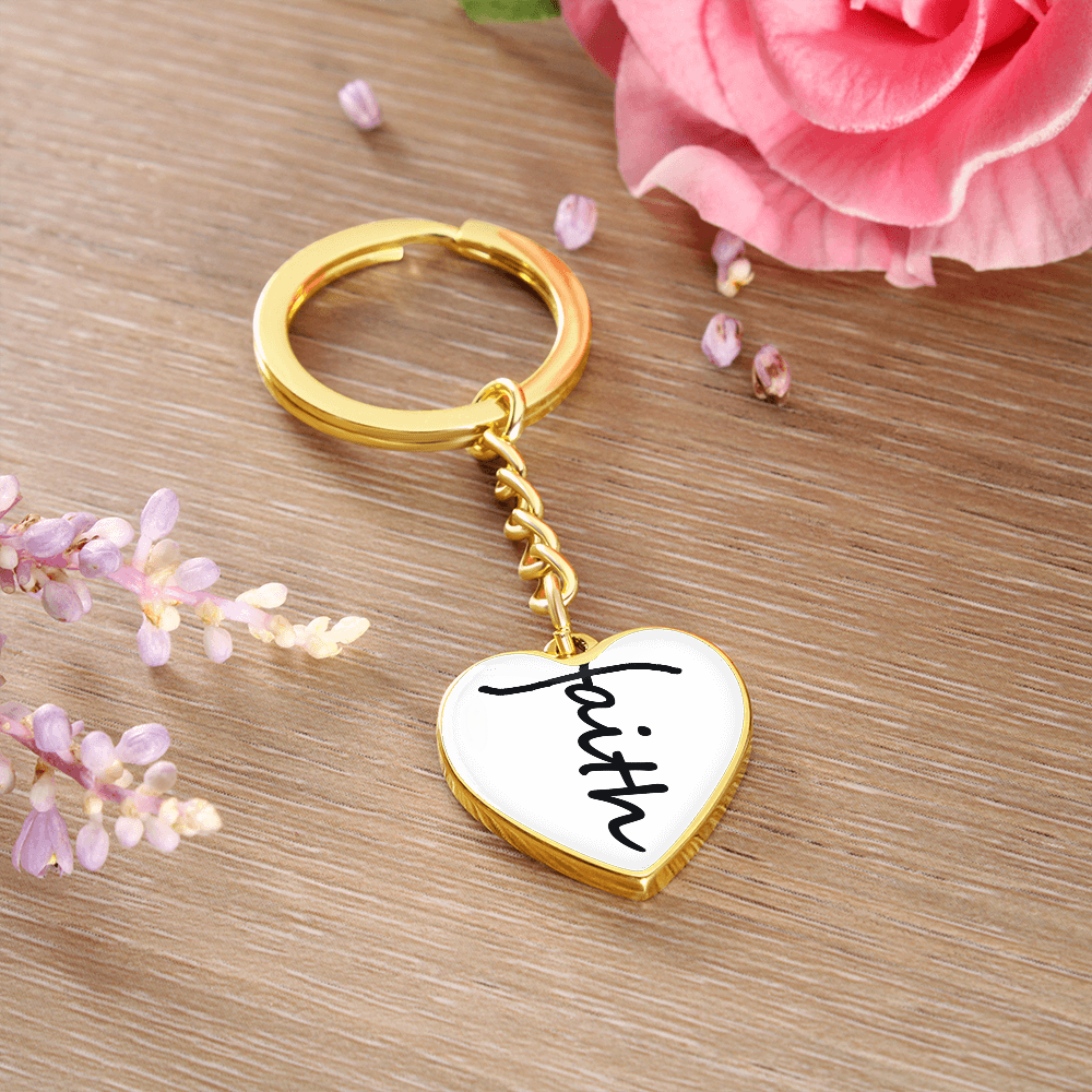 Faith (Black) – Graphic Heart Keychain – Gift for Her - Gift for Him
