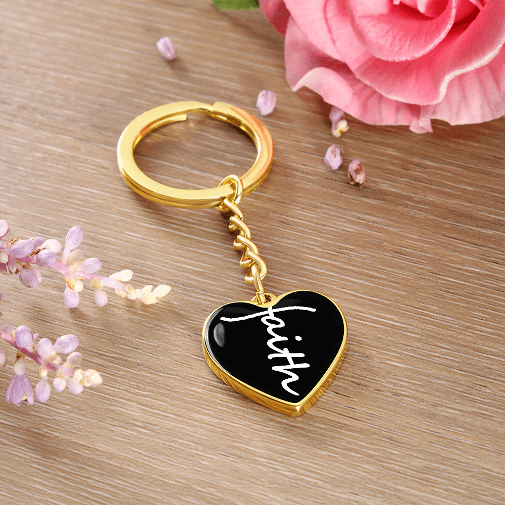 Faith (White) – Graphic Heart Keychain – Gift for Her - Gift for Him