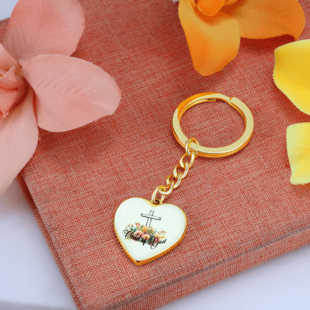 Child Of God - Graphic Heart Keychain - Gift for Her