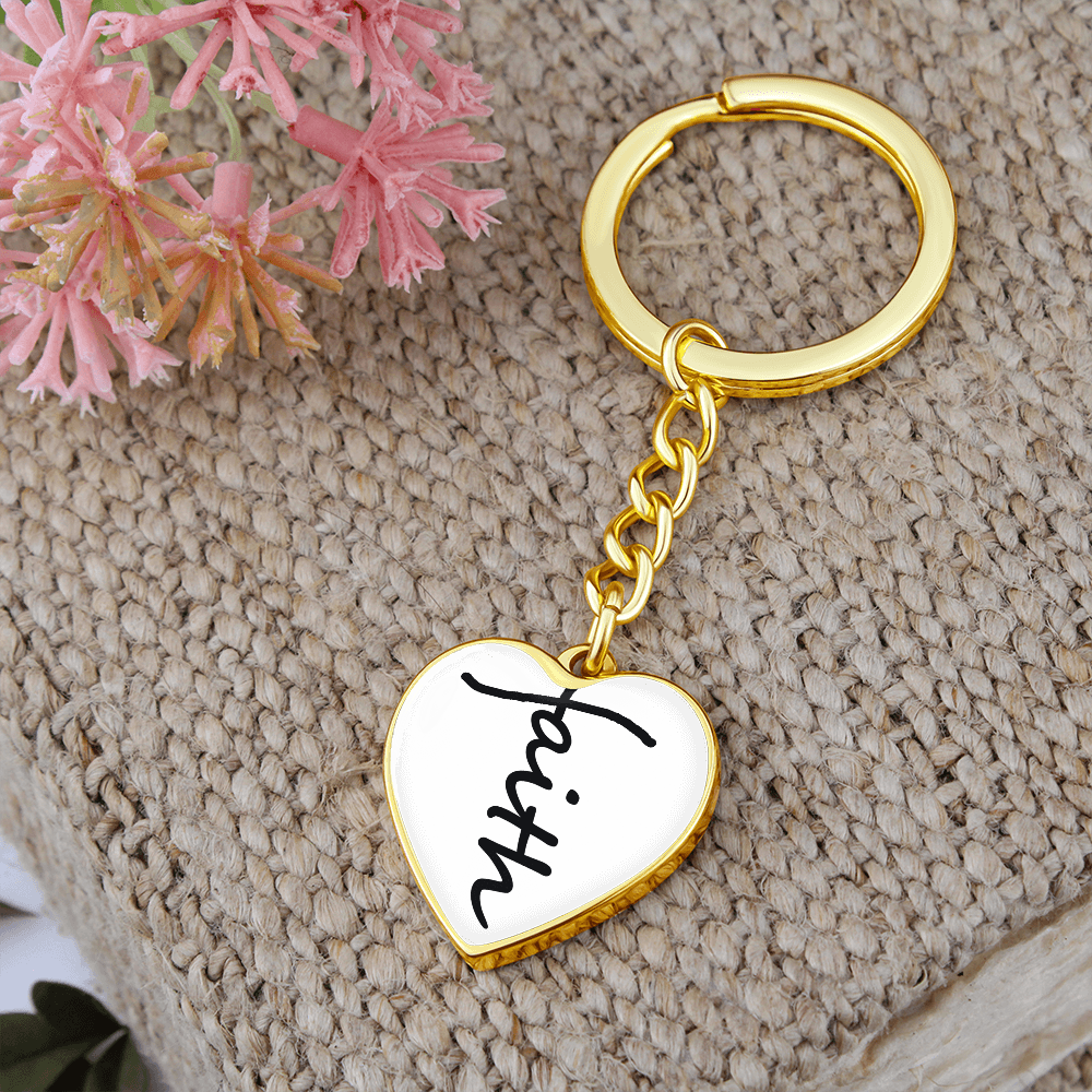 Faith (Black) – Graphic Heart Keychain – Gift for Her - Gift for Him