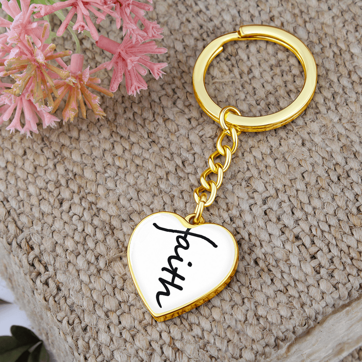 Faith (Black) – Graphic Heart Keychain – Gift for Her - Gift for Him