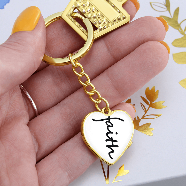 Faith (Black) – Graphic Heart Keychain – Gift for Her - Gift for Him