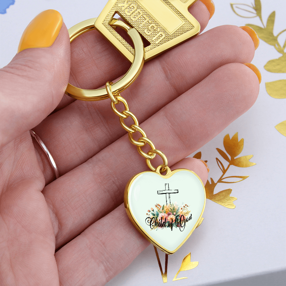Child Of God - Graphic Heart Keychain - Gift for Her