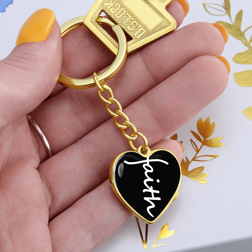 Faith (White) – Graphic Heart Keychain – Gift for Her - Gift for Him
