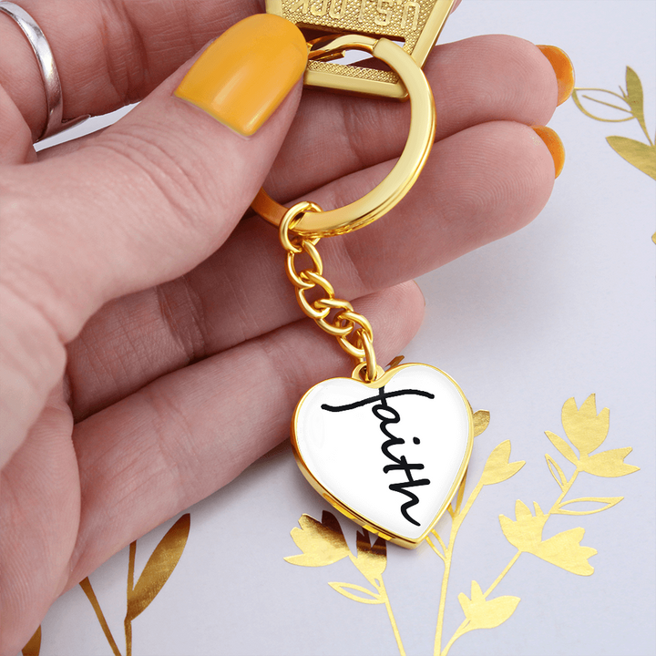 Faith (Black) – Graphic Heart Keychain – Gift for Her - Gift for Him