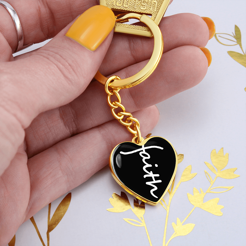 Faith (White) – Graphic Heart Keychain – Gift for Her - Gift for Him