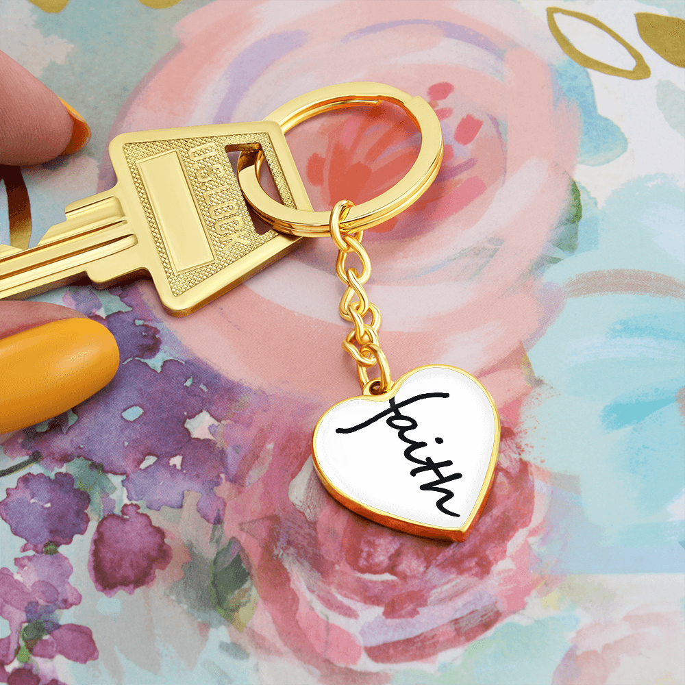 Faith (Black) – Graphic Heart Keychain – Gift for Her - Gift for Him
