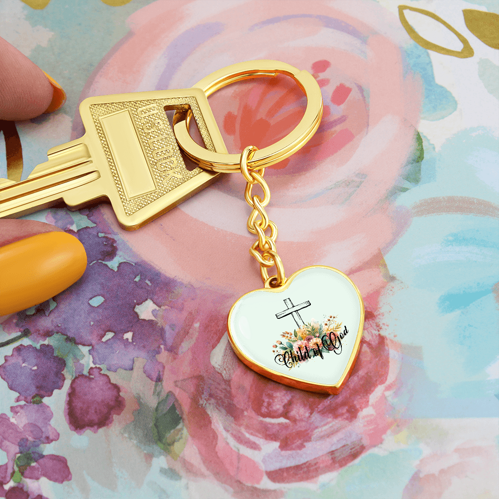 Child Of God - Graphic Heart Keychain - Gift for Her