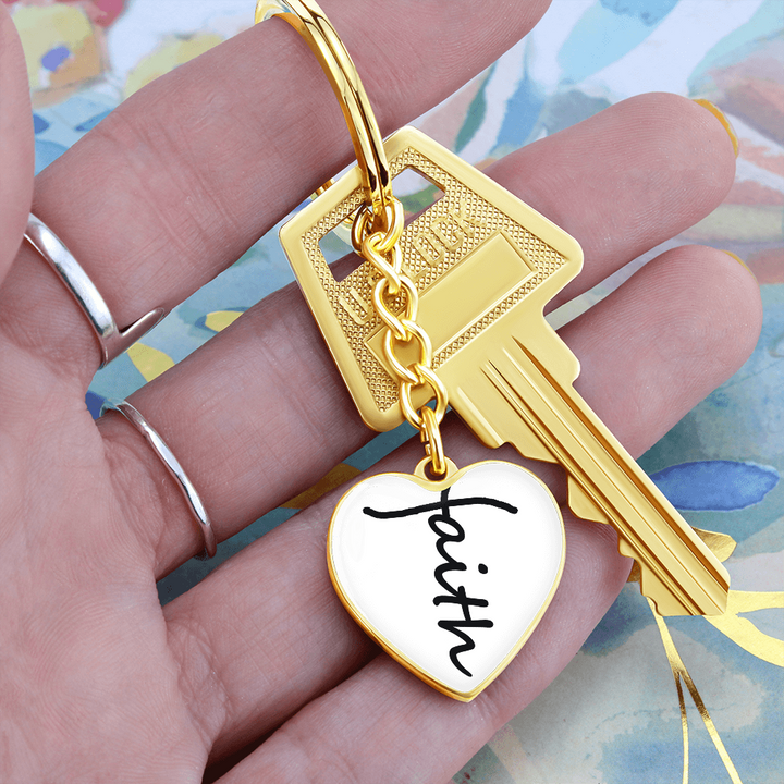 Faith (Black) – Graphic Heart Keychain – Gift for Her - Gift for Him