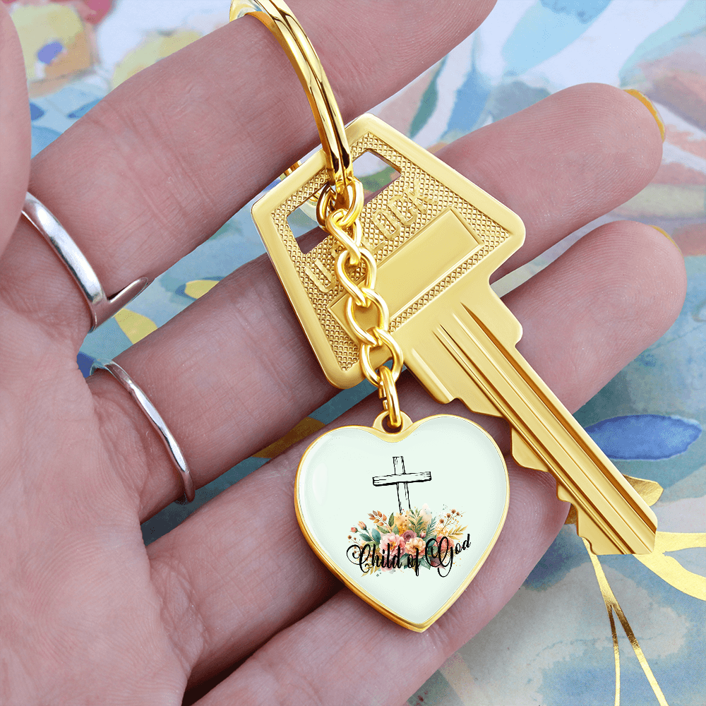 Child Of God - Graphic Heart Keychain - Gift for Her