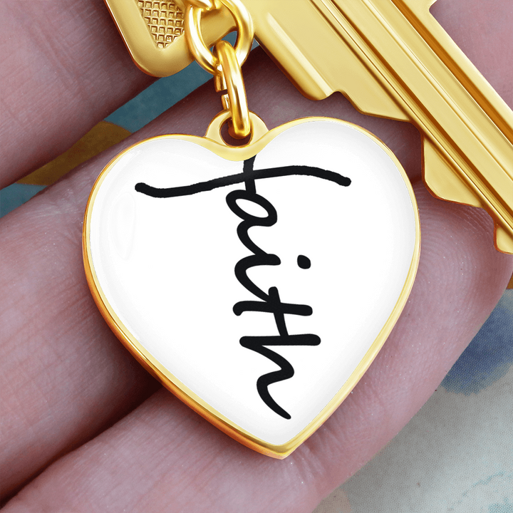 Faith (Black) – Graphic Heart Keychain – Gift for Her - Gift for Him