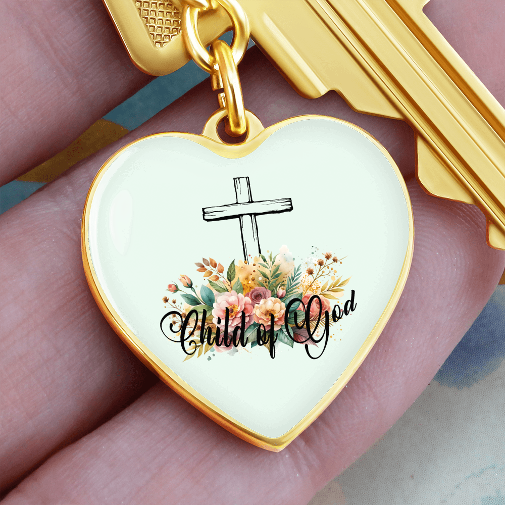 Child Of God - Graphic Heart Keychain - Gift for Her
