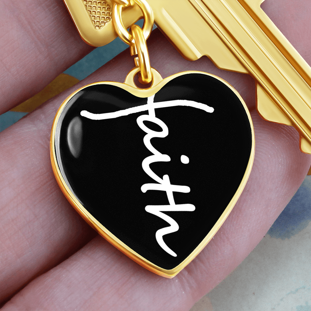 Faith (White) – Graphic Heart Keychain – Gift for Her - Gift for Him