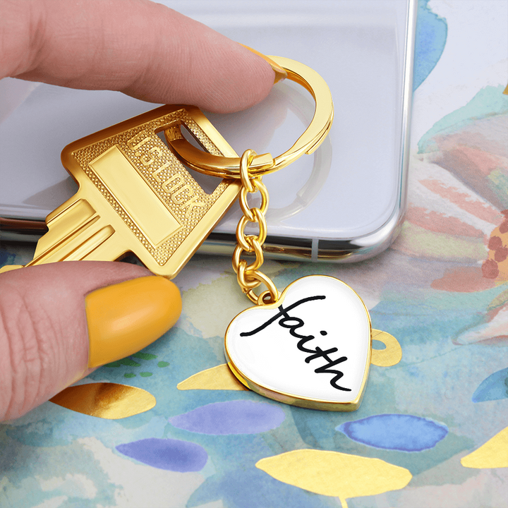 Faith (Black) – Graphic Heart Keychain – Gift for Her - Gift for Him