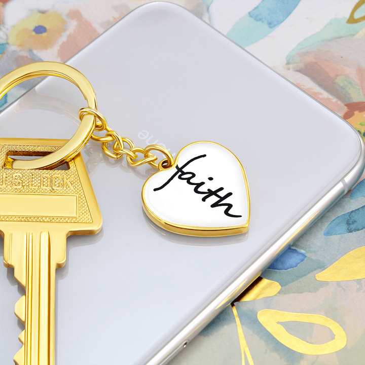 Faith (Black) – Graphic Heart Keychain – Gift for Her - Gift for Him