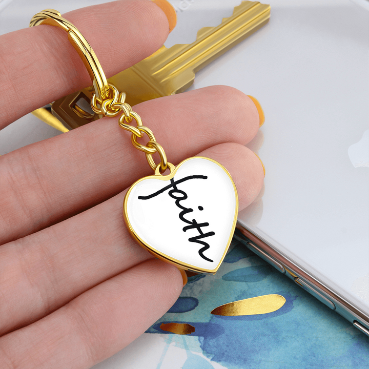 Faith (Black) – Graphic Heart Keychain – Gift for Her - Gift for Him