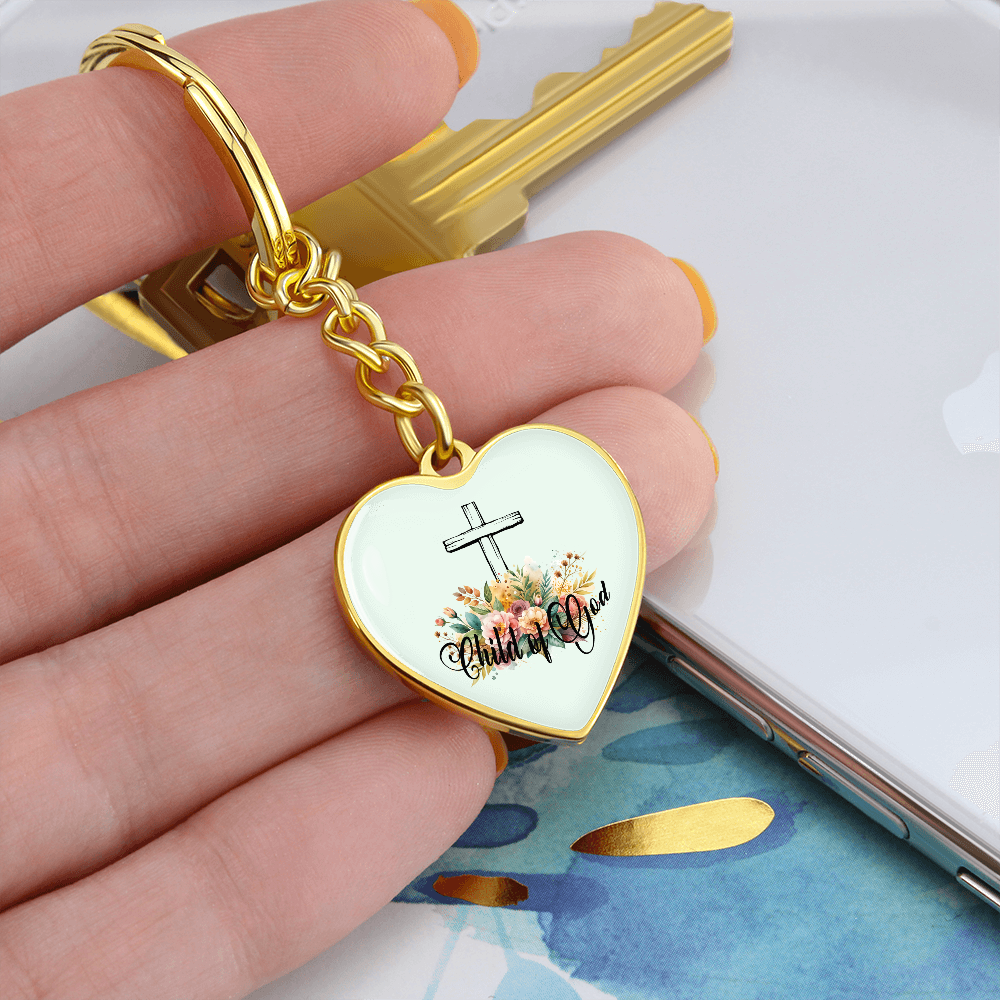 Child Of God - Graphic Heart Keychain - Gift for Her