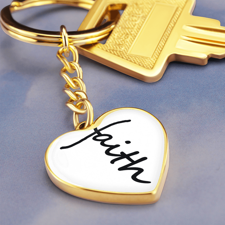 Faith (Black) – Graphic Heart Keychain – Gift for Her - Gift for Him