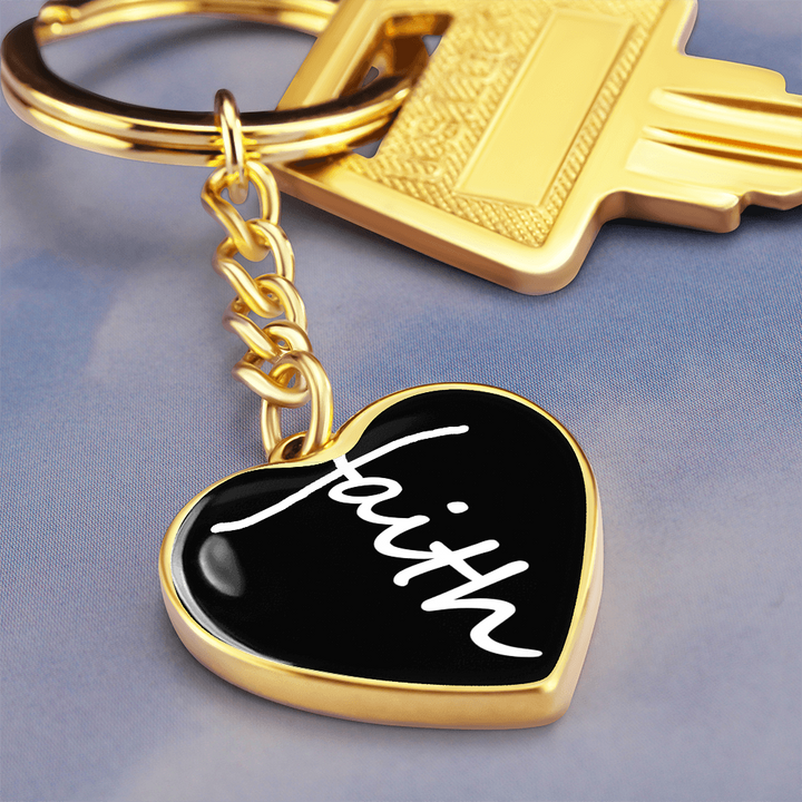 Faith (White) – Graphic Heart Keychain – Gift for Her - Gift for Him