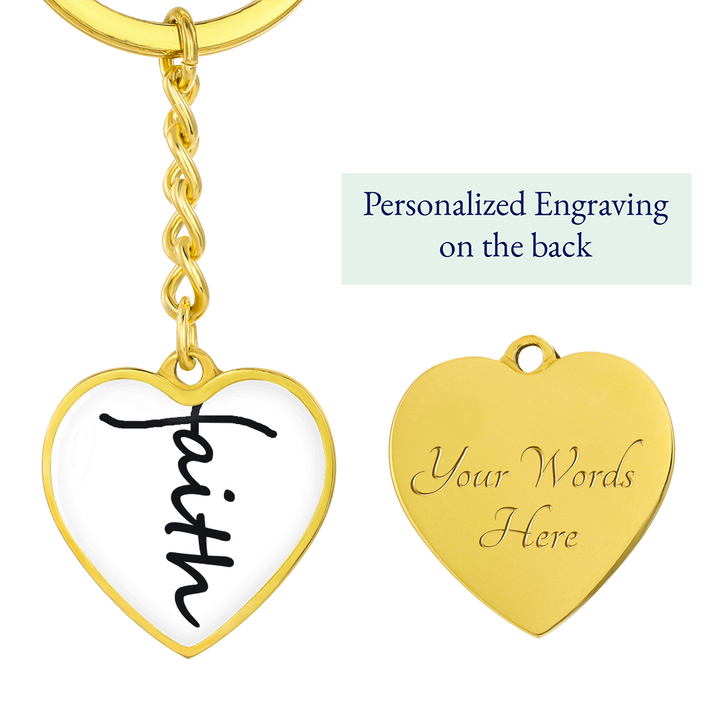 Faith (Black) – Graphic Heart Keychain – Gift for Her - Gift for Him