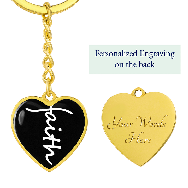 Faith (White) – Graphic Heart Keychain – Gift for Her - Gift for Him